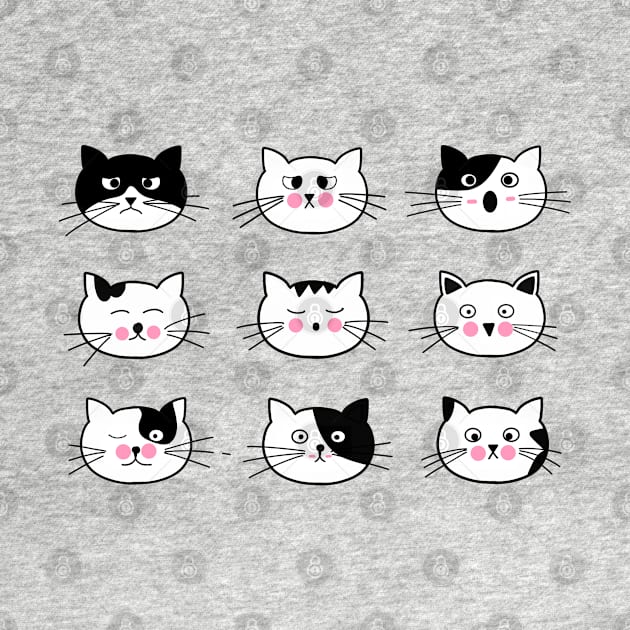 Cat Emotion Cute Cat Face Collection by William Edward Husband